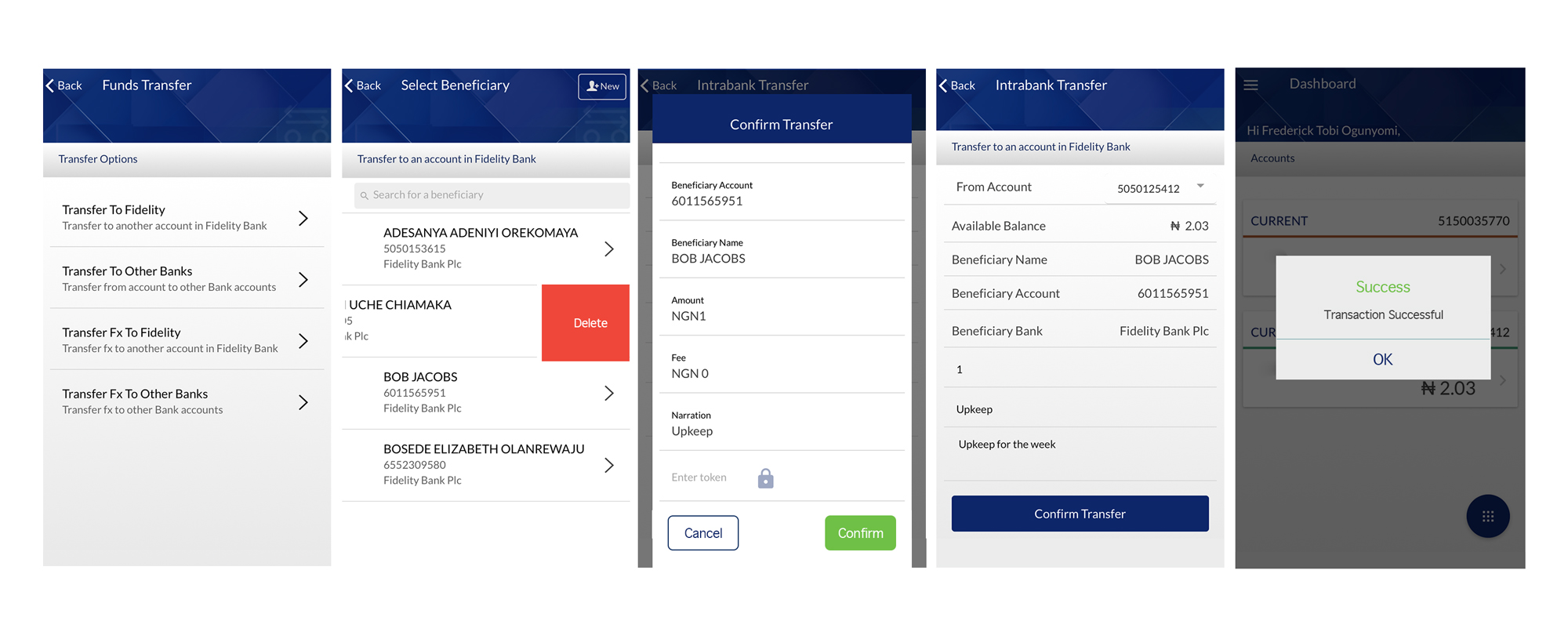 Completing a fund transfer
