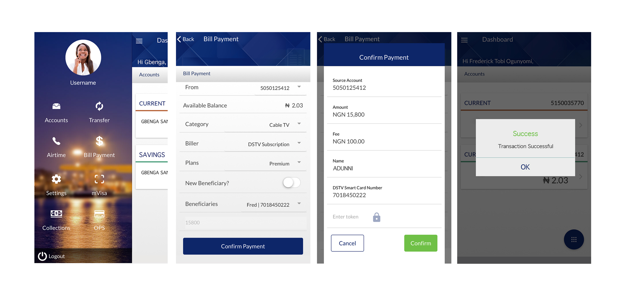 Completing a bill payment transaction